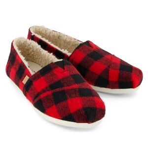 Cozy Red and Black Plaid Kids Shoes